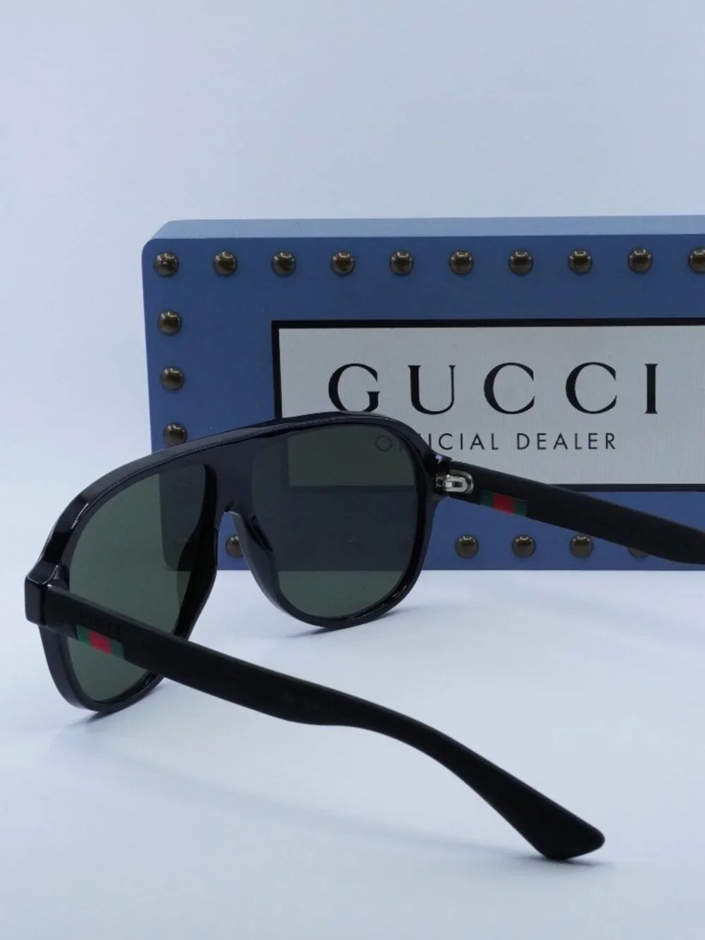Gucci GG0009S 001 Aviator Men Sunglasses - Black / Green